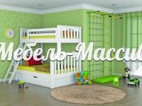 Кровать 2-х ярусная Лофт из массива дерева