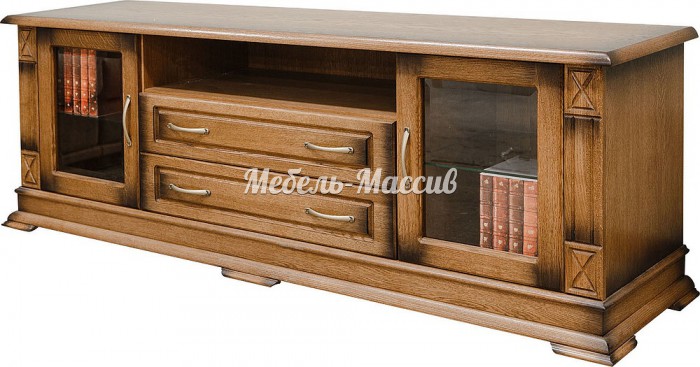 ТВ тумба Верди - 319. 180ширина (со стеклами) из массива Ш-180см, В-60см,Г-45см